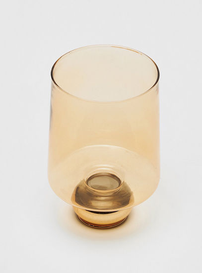 Cylindrical Glass Candleholder with Elevated Base