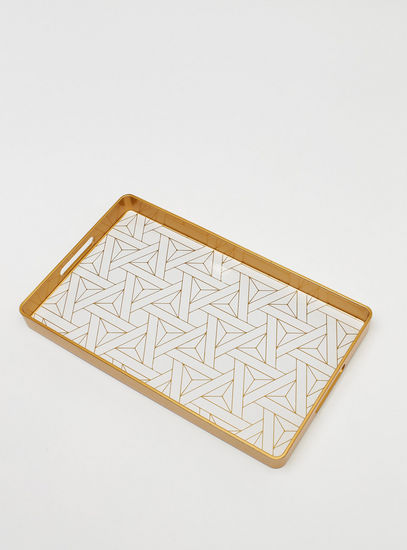 Printed Rectangular Serving Tray with Cutout Handles