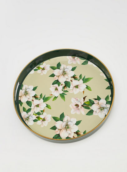 Floral Print Serving Tray with Cutout Handle