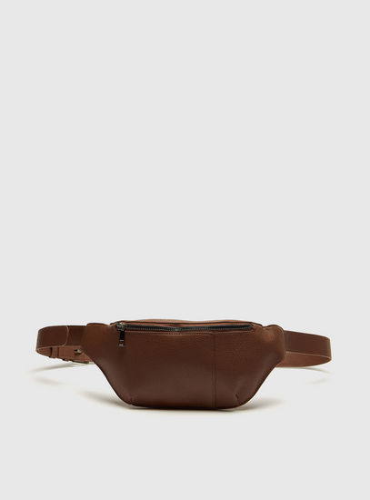 Textured Waist Bag with Buckle Closure-Wallets-image-0