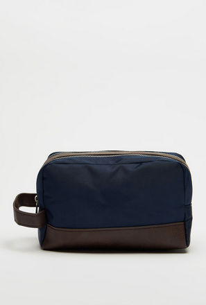 Solid Pouch with Zip Closure and Side Straps