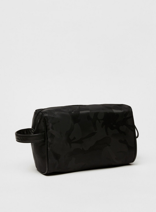 Camouflage Print Pouch with Zip Closure and Wrist Loop