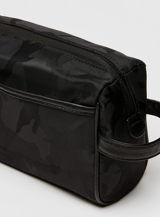 Camouflage Print Pouch with Zip Closure and Wrist Loop