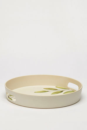 Leaf Print Tray with Cutout Handles