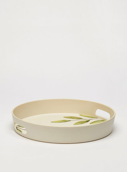 Leaf Print Tray with Cutout Handles-Trays-image-0