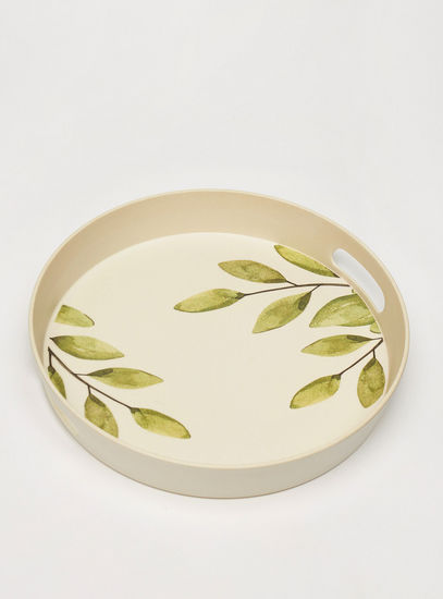 Leaf Print Tray with Cutout Handles-Trays-image-1