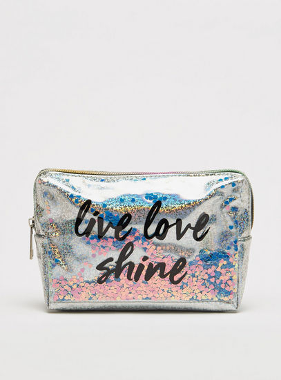 Typographic Print Pouch with Zip Closure