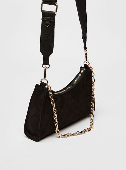 Textured Crossbody Bag with Detachable Strap