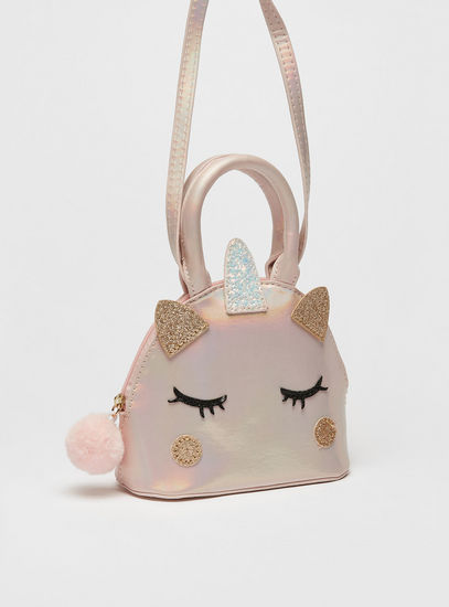 Unicorn Theme Crossbody Bag with Zip Closure-Bags-image-1