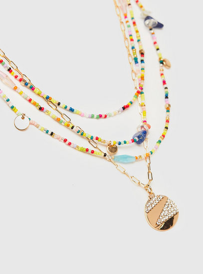 Layered Bead Necklace with Lobster Clasp Closure