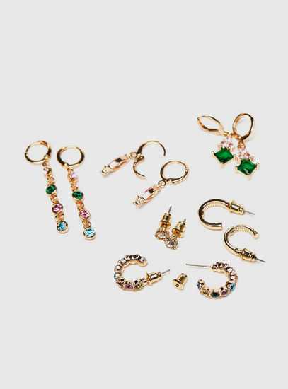 Set of 6 - Studded Metallic Earrings