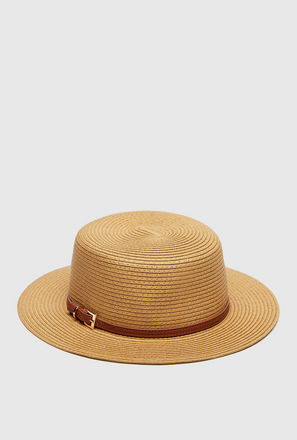 Textured Hat with Buckle Accent