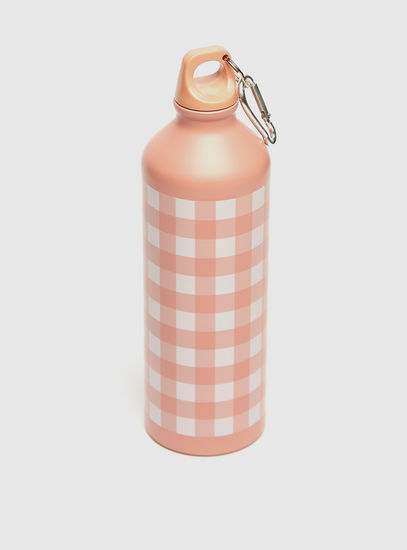 Checked Aluminum Water Bottle with Key Ring