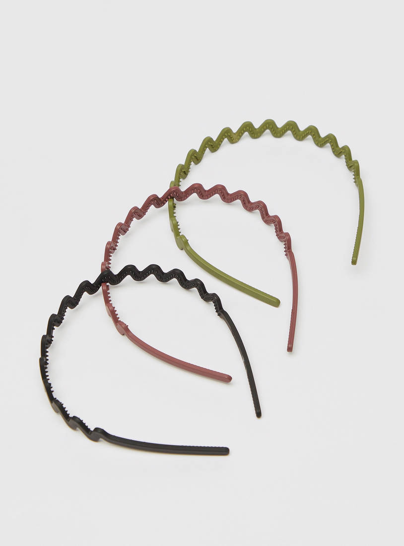 Set of 3 - Solid Hairband with Zig-Zag Pattern-Hairband-image-0