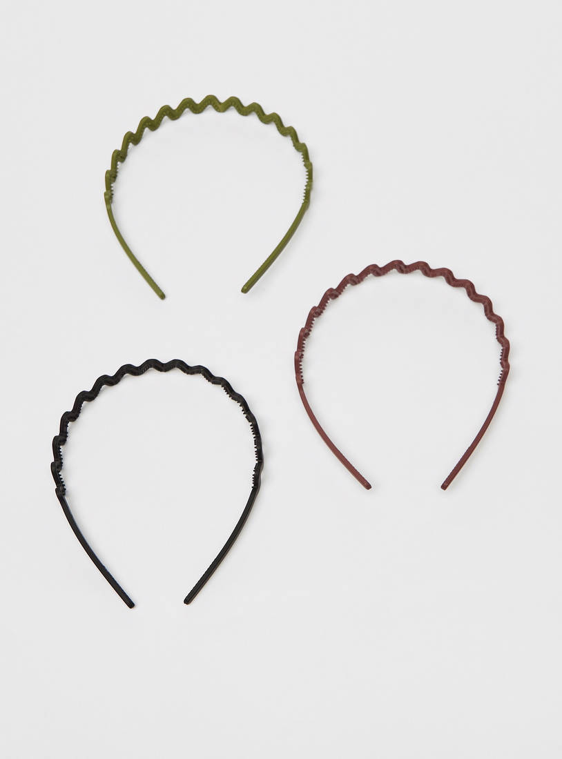 Set of 3 - Solid Hairband with Zig-Zag Pattern-Hairband-image-1