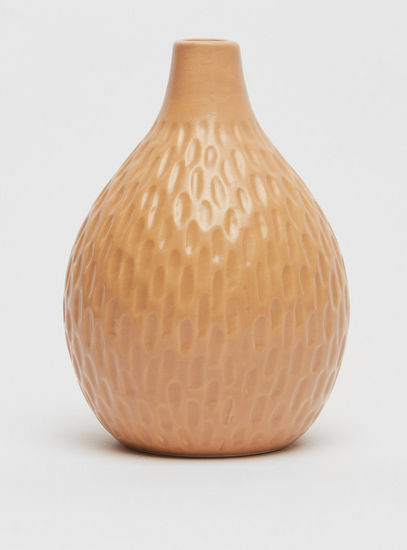 Solid Debossed Ceramic Vase - 11.5x16.5 cms