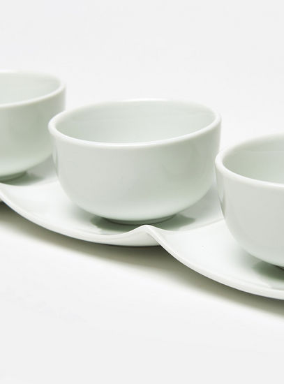 Ceramic 3-Piece Serving Bowl and Tray Set - 45x37x21 cms