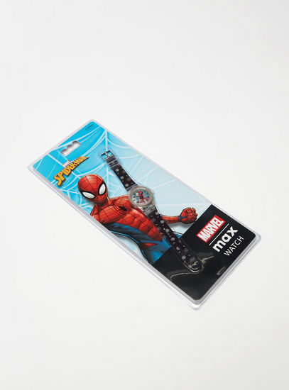 Spider-Man Print Analog Wrist Watch with Pin Buckle Closure