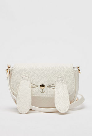 Textured Cat Ear Detail Crossbody Bag with Single Strap