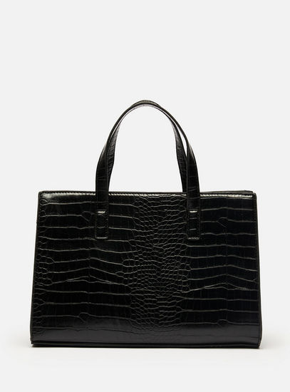 Animal Textured Handbag with Detachable Strap-Bags-image-0