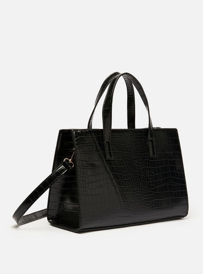 Animal Textured Handbag with Detachable Strap-Bags-image-1