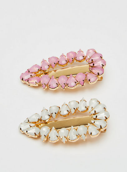 Set of 2 - Stone Studded Hair Clip-Others-image-0