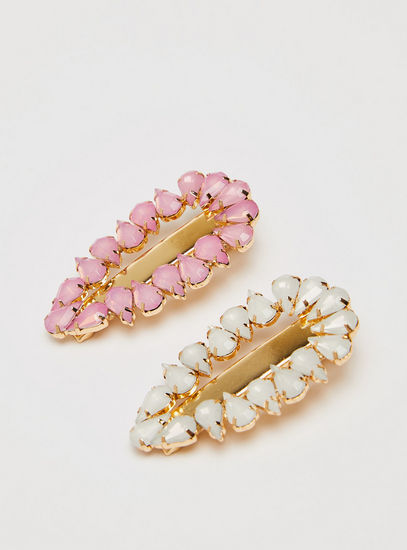 Set of 2 - Stone Studded Hair Clip-Others-image-1