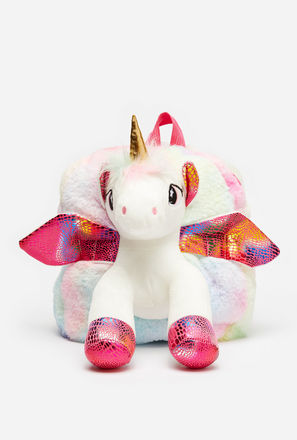 Unicorn Applique Detail Backpack with Zip Closure and Adjustable Straps