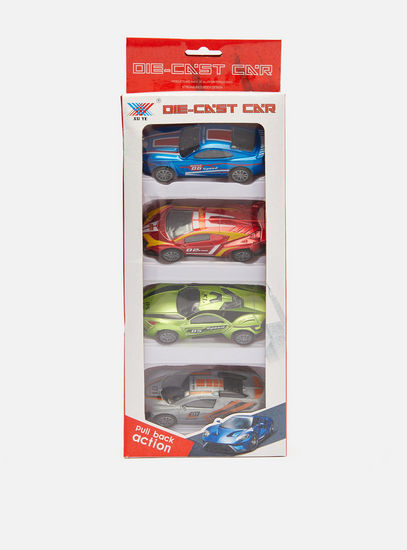 Printed Die-Cast 4-Piece Friction Car Set