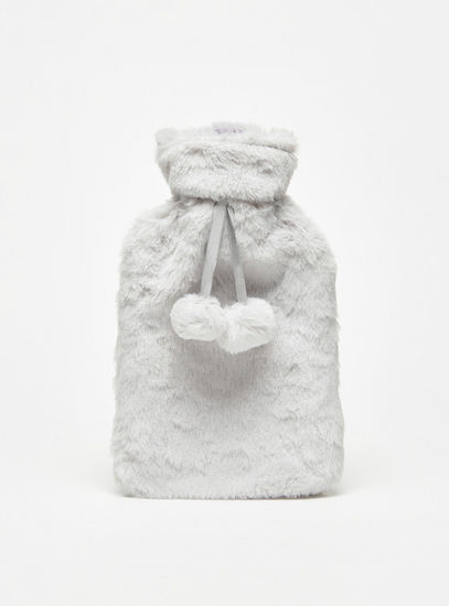 Hot Water Bag with Faux Fur Detail and Pom-Pom Trim