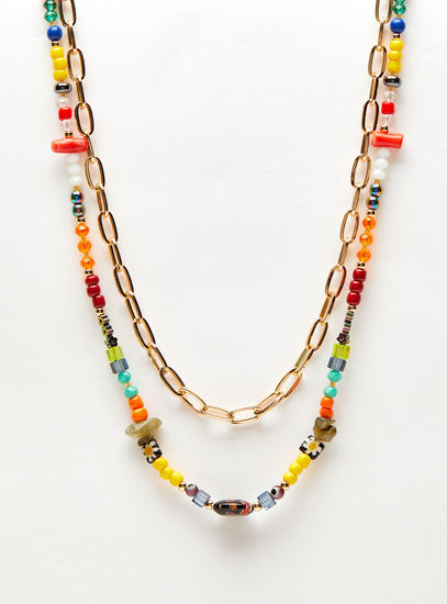 Beaded Double-Layer Necklace with Lobster Clasp Closure