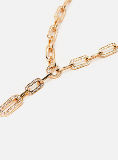 Embellished Chunky Chain Necklace with Lobster Clasp Closure