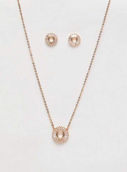 Embellished Pendant Necklace and Stud Earrings Set