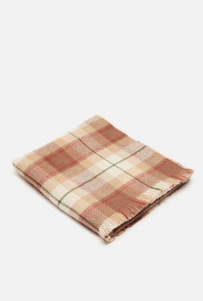 Checked Scarf with Fringe Detail