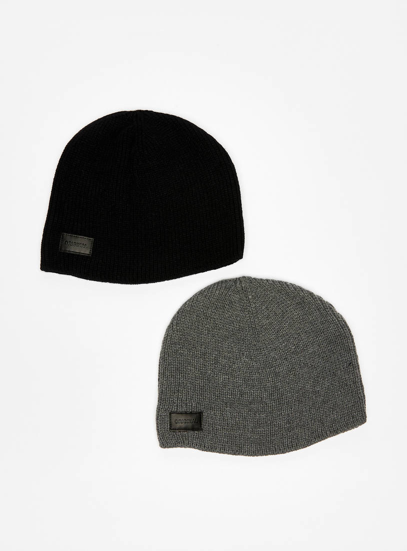 Set of 2 - Textured Beanie-Caps & Hats-image-0