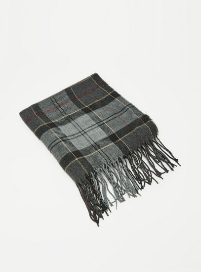 Checked Scarf with Fringes