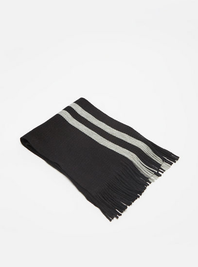 Striped Scarf with Fringe Detail