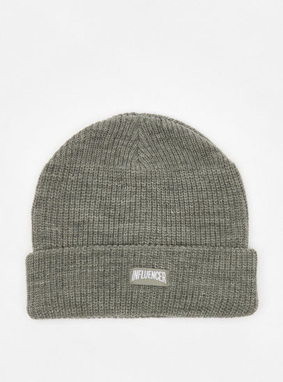 Solid Beanie Cap with Applique