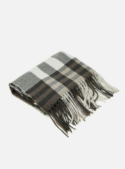 Checked Scarf with Tassel Detail