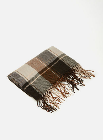 Checked Scarf with Tassel Detail