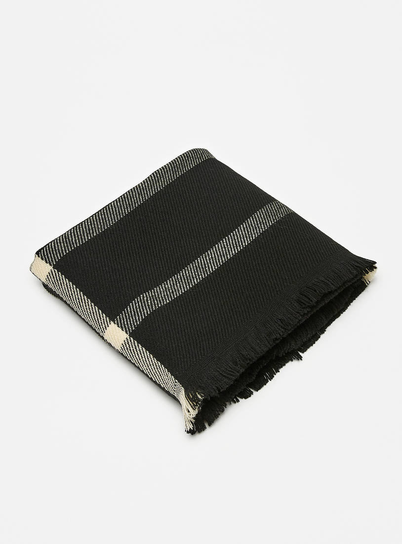 Textured Scarf with Fringes-Woolen Accessories-image-0