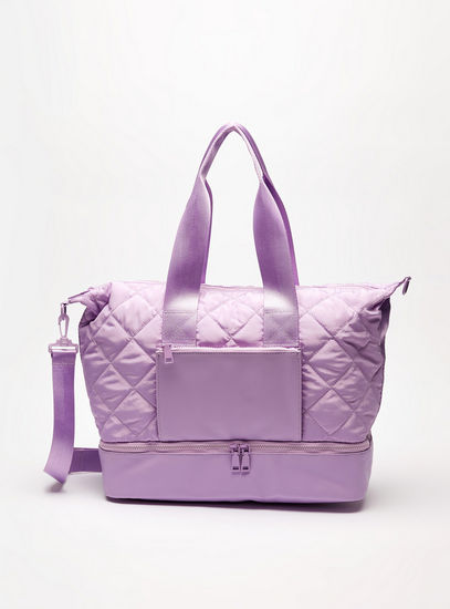 Quilted Bag with Double Handle and Zip Closure