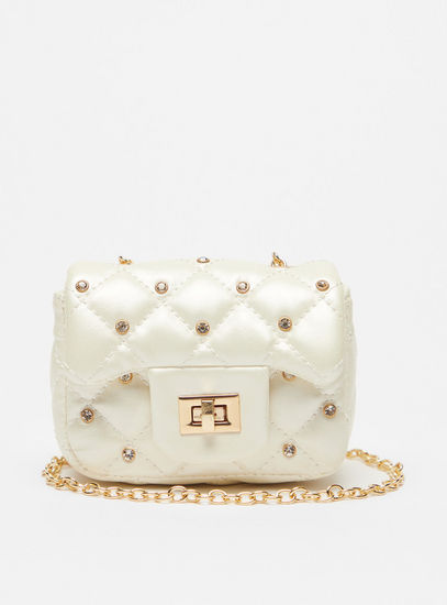 Quilted Crossbody Bag with Studded Detail