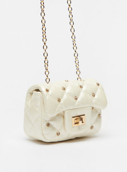 Quilted Crossbody Bag with Studded Detail-Bags-image-1