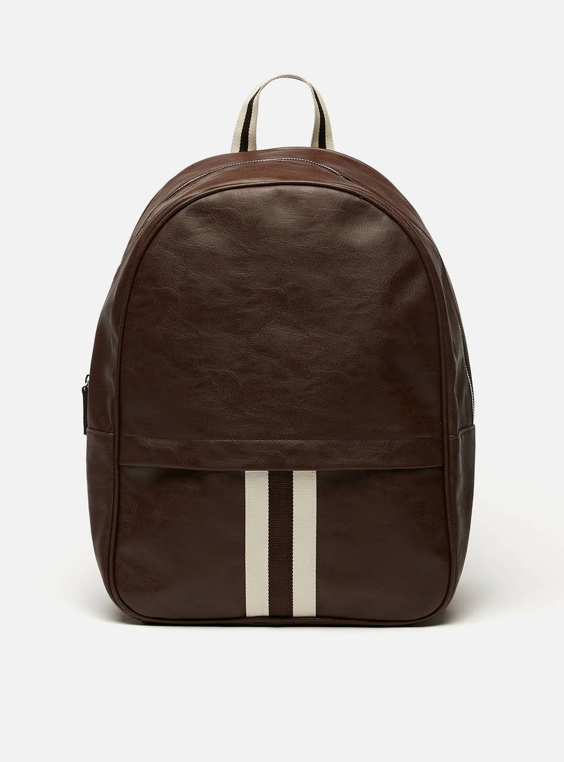 Solid Backpack with Adjustable Shoulder Straps and Zip Closure-Backpacks-image-0