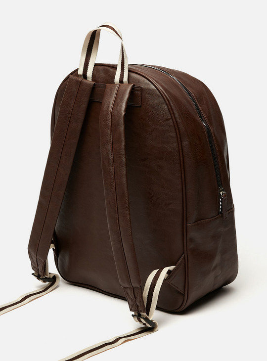 Solid Backpack with Adjustable Shoulder Straps and Zip Closure