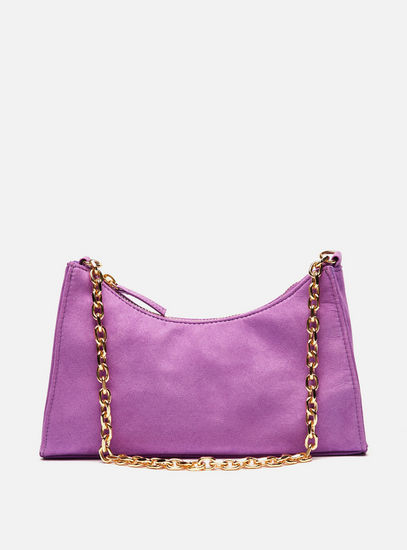 Solid Crossbody Bag with Chain Strap and Zip Closure-Bags-image-0
