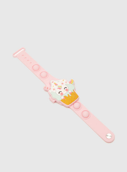 Ice Cream Accented Digital Wrist Watch with Buckle Closure