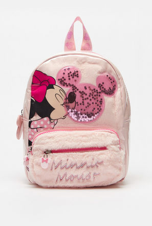 Minnie Mouse Textured Backpack with Charm