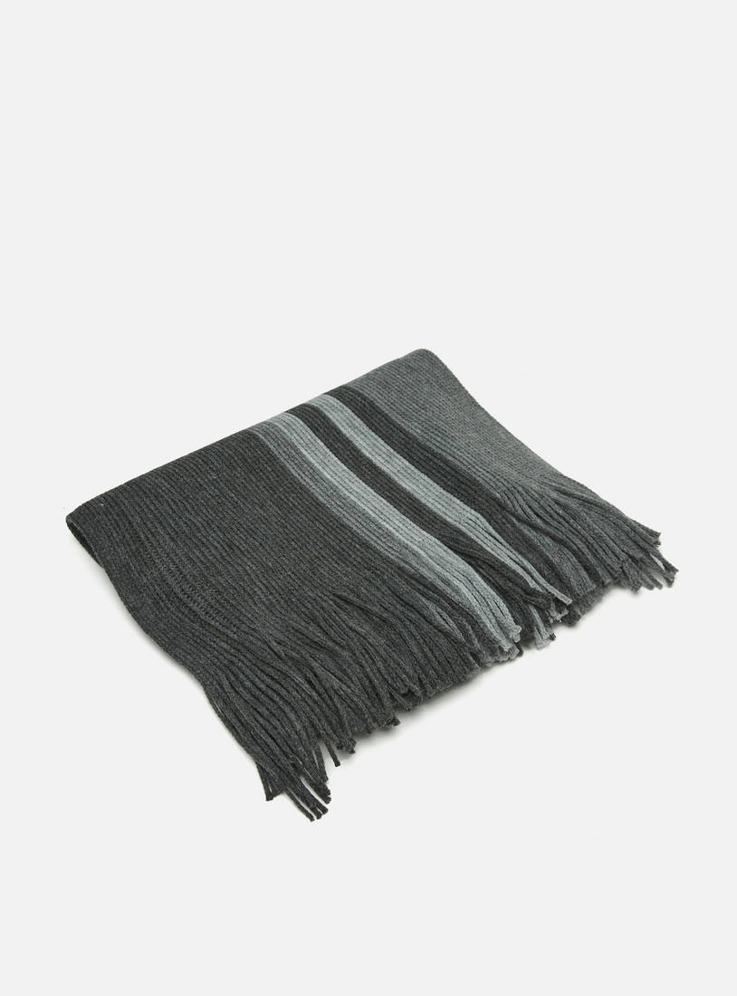 Textured Scarf with Fringes-Scarves-image-0